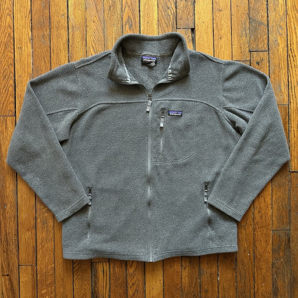 Patagonia Classic Synchilla Nickel Gray Fleece Full Zip Jacket Men Large Gorpcor